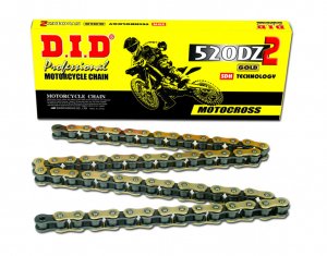 Motocross chain D.I.D Chain 520DZ2 SDH , 114 narelių ilgio , auksas-juoda spalvos