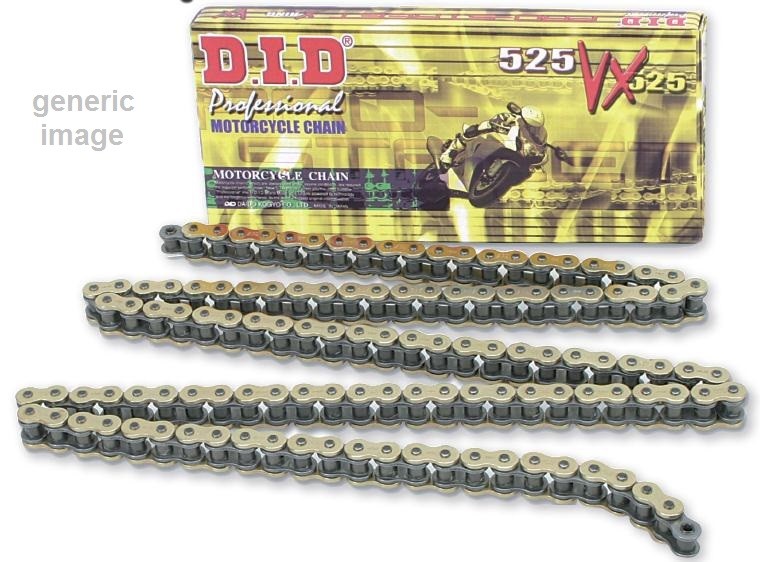 VX series X-Ring chain D.I.D Chain 525VX3 , 124 narelių ilgio , auksas-juoda spalvos
