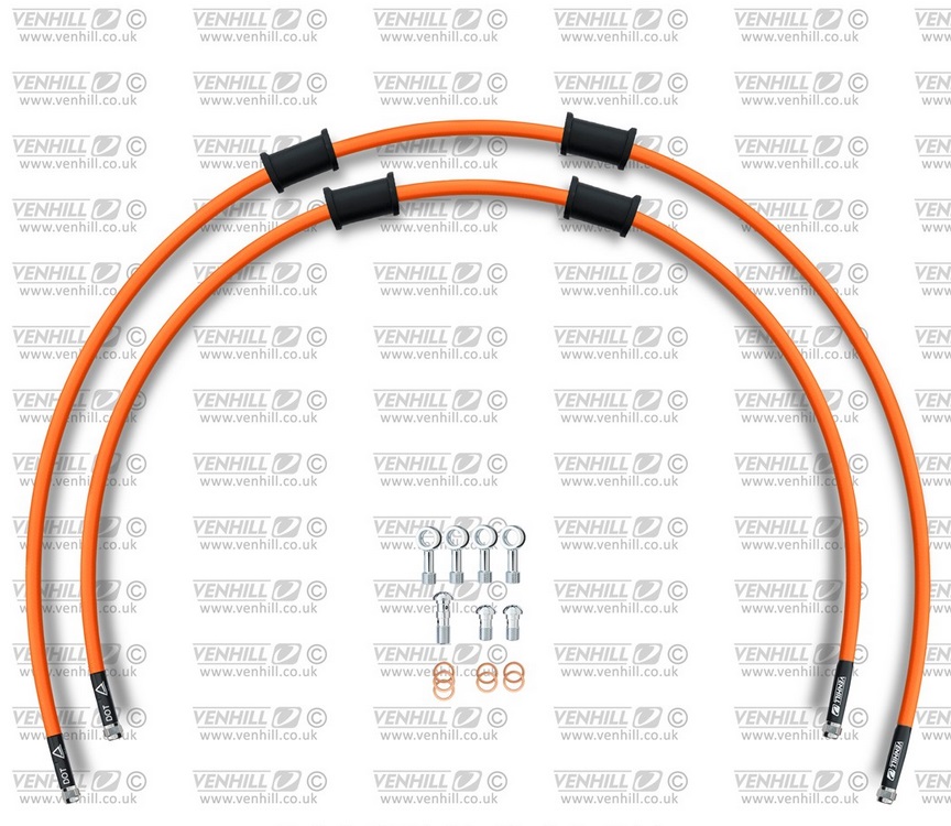 Galinės stabdžių žarnelės rinkinys Venhill BMW-10002R-OR POWERHOSEPLUS (2 žarnelės rinkinyje) Orange hoses, chromed fittings