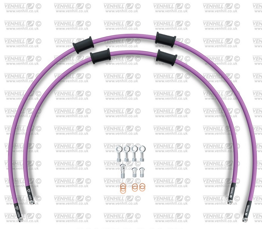 Galinės stabdžių žarnelės rinkinys Venhill BMW-10002R-PU POWERHOSEPLUS (2 žarnelės rinkinyje) Purple hoses, chromed fittings