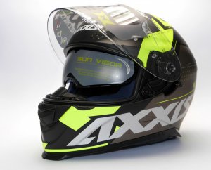 FULL FACE helmet AXXIS EAGLE SV DIAGON D2 matt fluor yellow , XS dydžio